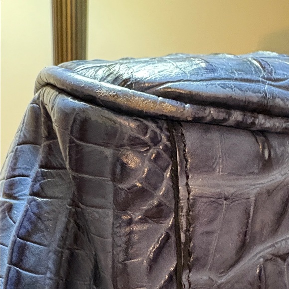 Brahmin Blue Embossed Leather Satchel - Picture 6 of 9